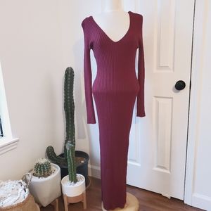 Goodtimeusa Burgundy Bodycon Sweater Dress